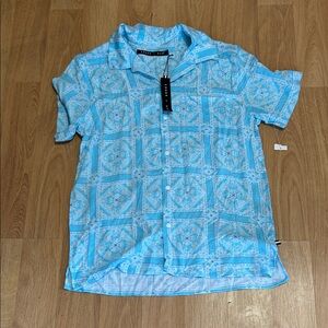 Edgar + Ash Sky Blue Patterned Men's Shirt Medium NWT